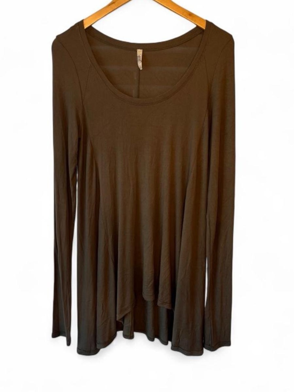 Free People January Tee Long Sleeve Scoop Neck Women's Top Green Size Large